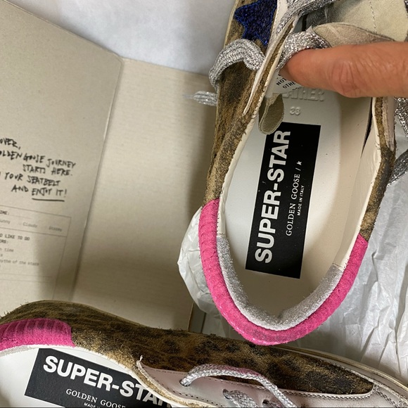 NIB Golden Goose Super-Star Leopard & Blue Glitter Star Sneaker, 38 - Picture 10 of 13